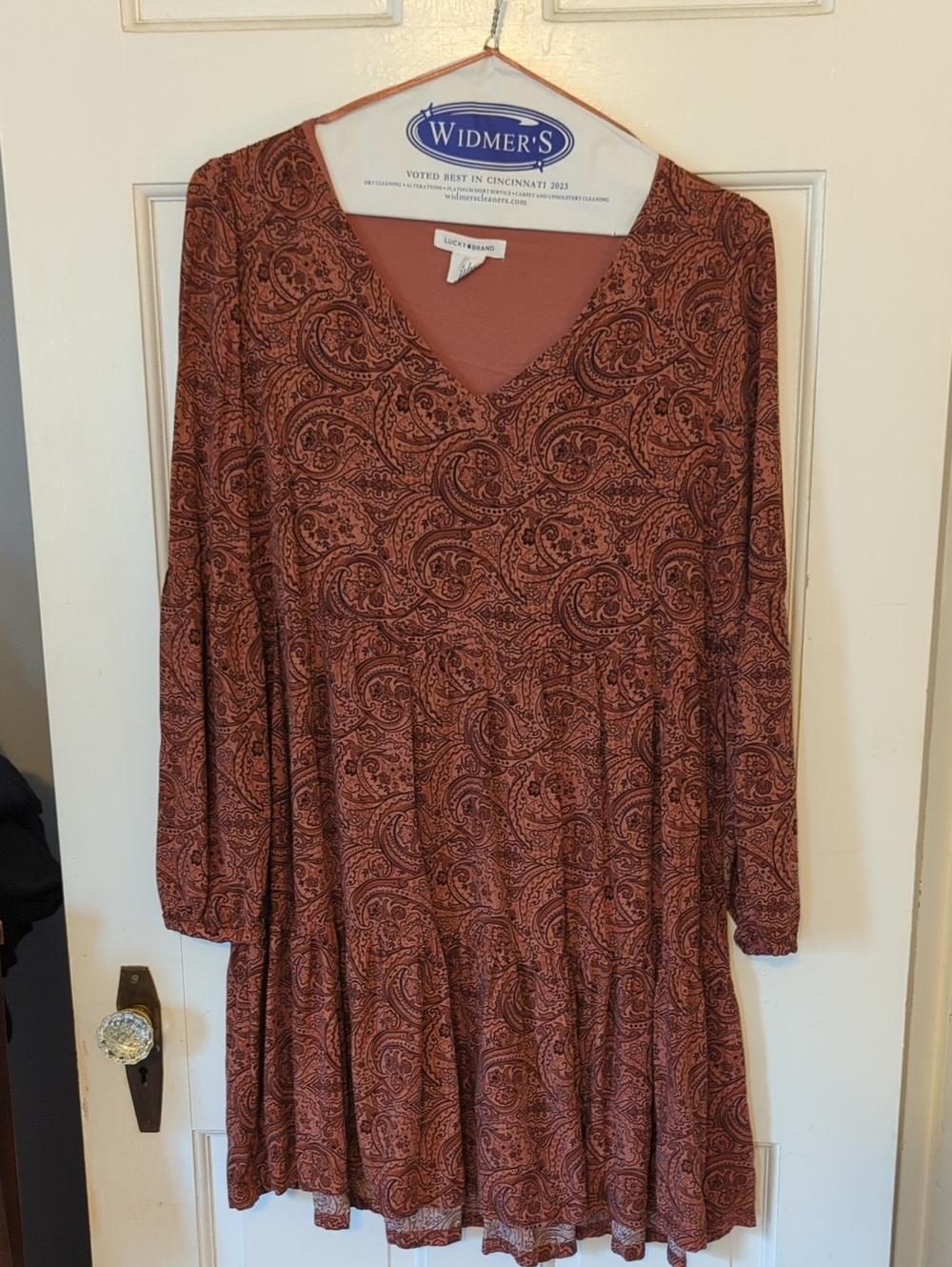 BOGO 💚 Lucky Brand Rust Paisley Long Sleeve V-Neck Tunic Dress
